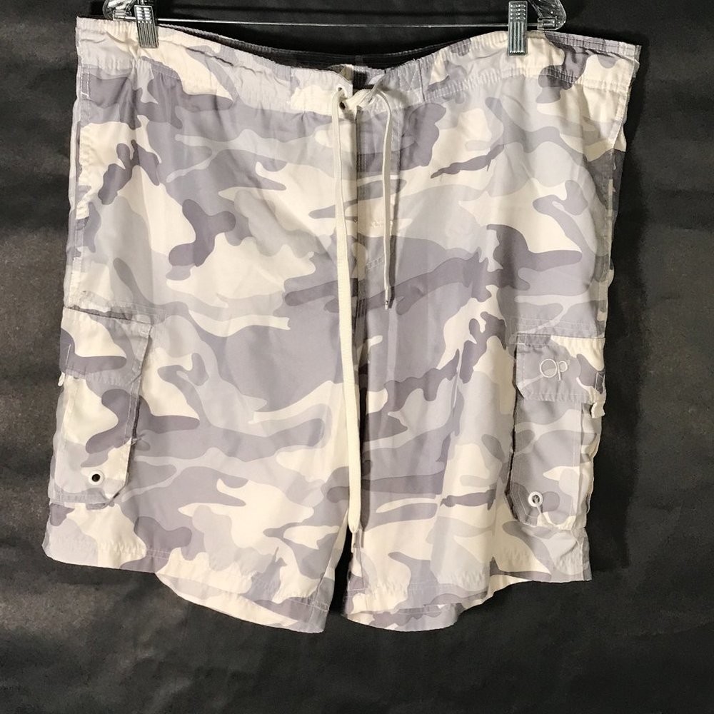 OP Surf White Military Camo Camouflage Cargo Board Shoarts Beach Trunks Large